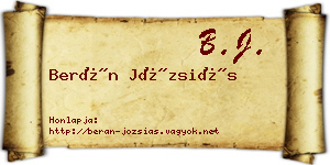 Berán Józsiás névjegykártya